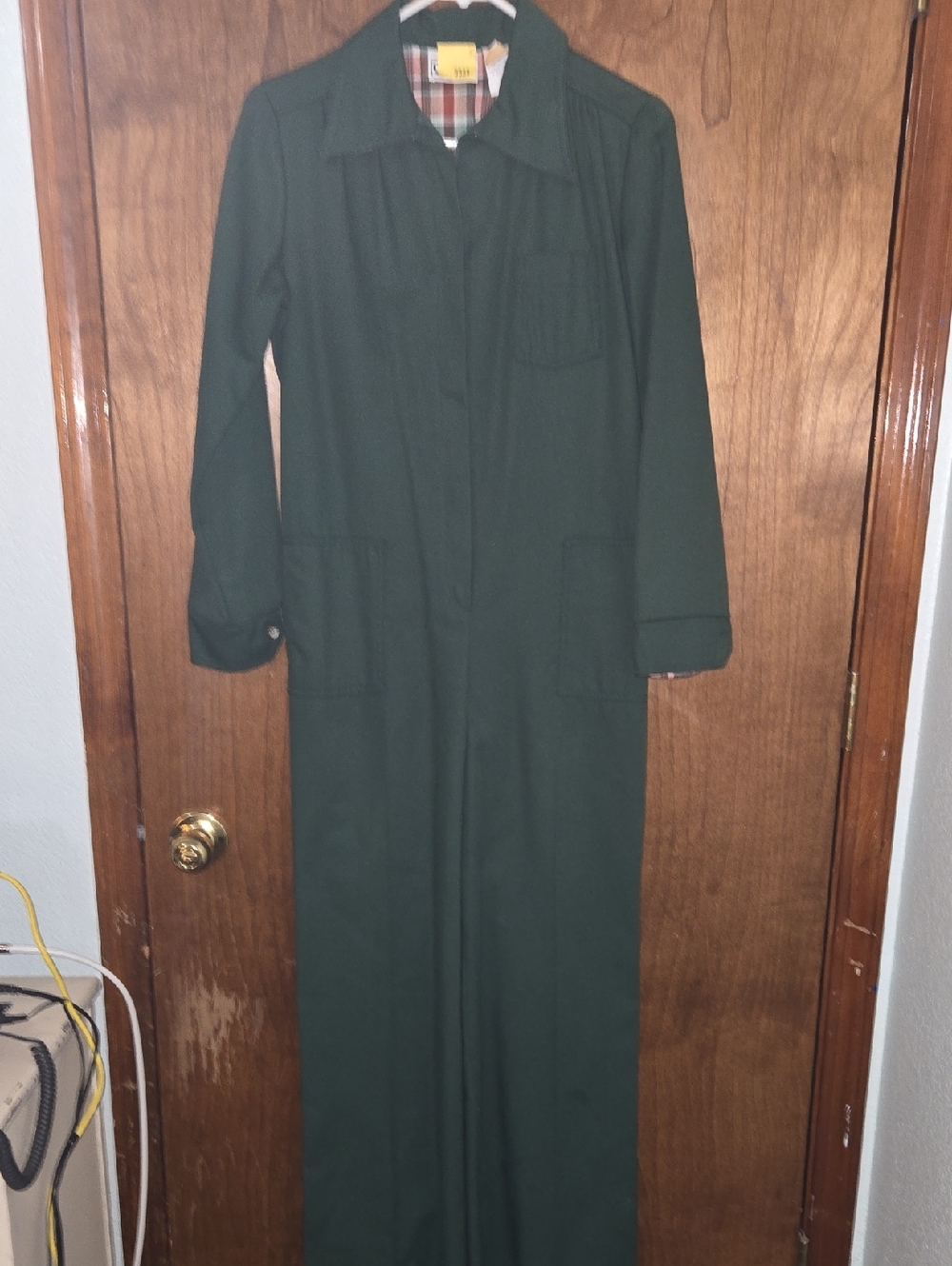 Vintage Long Dark Green Utility Jumpsuit